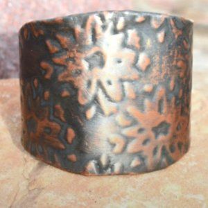 Floral Wide Cuff Copper Boho Hippie Statement